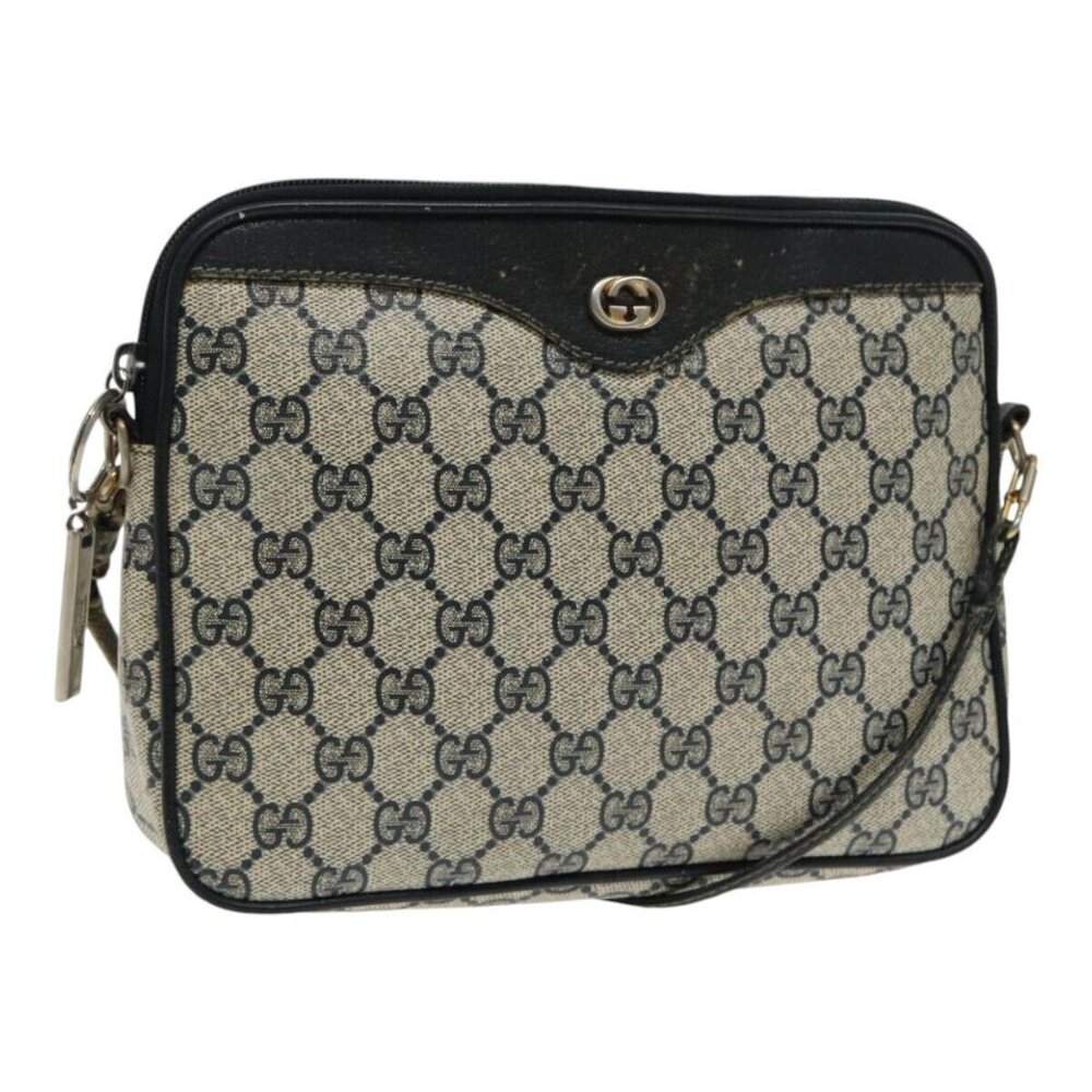 GUCCI GG Supreme Shoulder Bag PVC Navy 156 02 066 Auth ar12605 - Picture 1 of 16